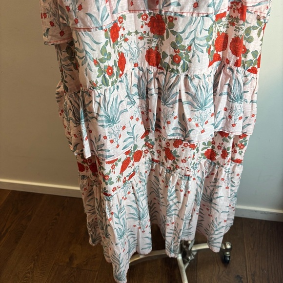 ANTHROPOLOGIE Sz M Floral Tiered Maxi Dress With Ruffles and Smocked Bodice - Picture 7 of 13